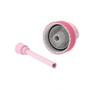 Detalhe da tampa e da palhinha da garrafa Kambukka LAGOON Pink Flamingo 400ml, isolados num fundo branco.