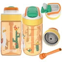 Duas garrafas Kambukka LAGOON Mexican Parade 400ml (uma com bico elevado, outra recolhido) e componentes da tampa e palhinha em detalhe, sobre fundo branco.