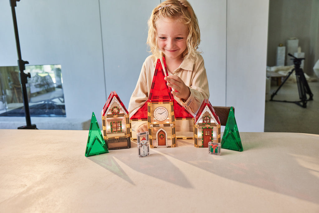 Peças magnéticas Clever Clixx do calendário de Advento Vila de Natal, fotografia oficial da marca