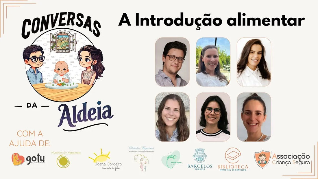 Evento sobre introdução alimentar em bebés com especialistas em amamentação, desenvolvimento motor, babywearing e terapia da fala.