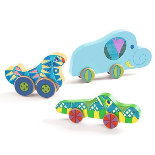 Djeco Puzz & Roll Bariolo – Wooden Animal Puzzle