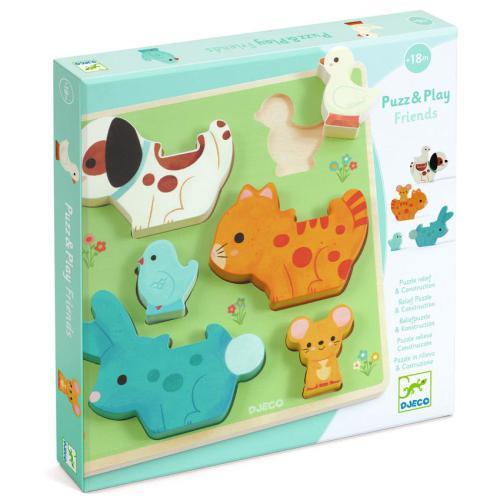 Djeco Puzz & Play Friends – Puzzle de Madeira com Animais
