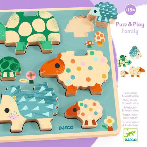 Djeco Puzz & Play Family – Wooden Animal Puzzle