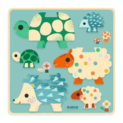 Djeco Puzz & Play Family – Wooden Animal Puzzle