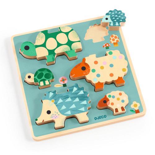 Djeco Puzz & Play Family – Wooden Animal Puzzle
