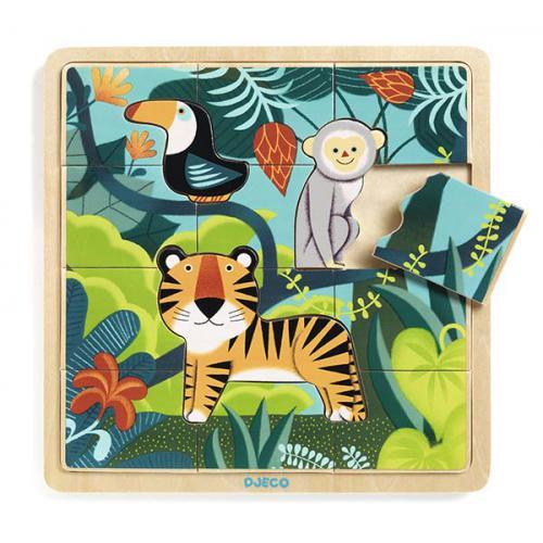 Djeco Wooden Puzzle 15 pieces - Jungle Animals