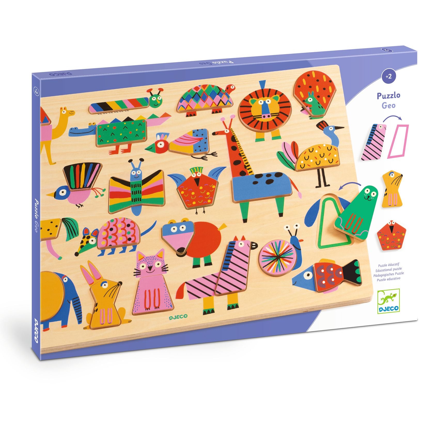 Djeco Puzzle de madeira 22 pecas geo animais