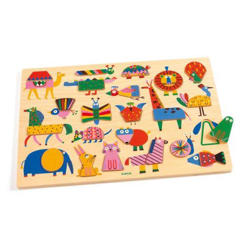 Djeco Puzzle de Madeira 22 peças - Geo Animais