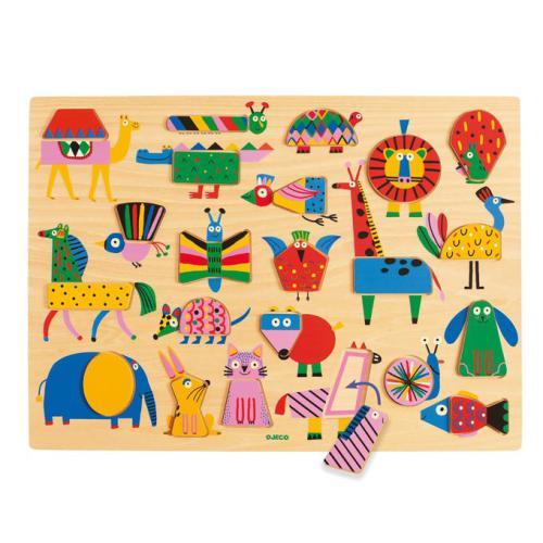 Djeco Puzzle de Madeira 22 peças - Geo Animais