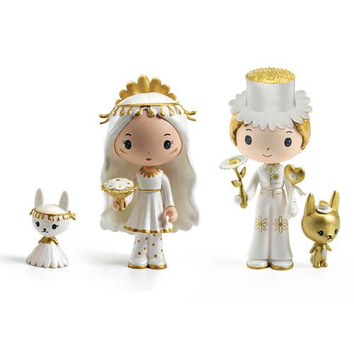 Djeco Figurinhas Tinyly Marguerite e Léoplold com os seus dois companheiros e acessórios, em pose frontal.