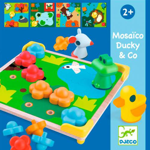 Djeco Mosaico Ducky&Go - Coloca las piezas de los animales