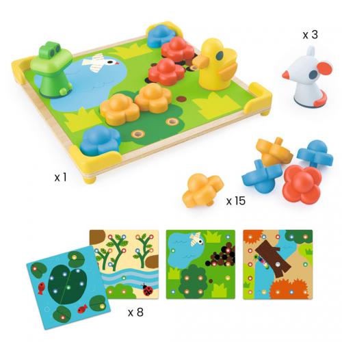 Djeco Mosaico Ducky&Go - Coloca las piezas de los animales