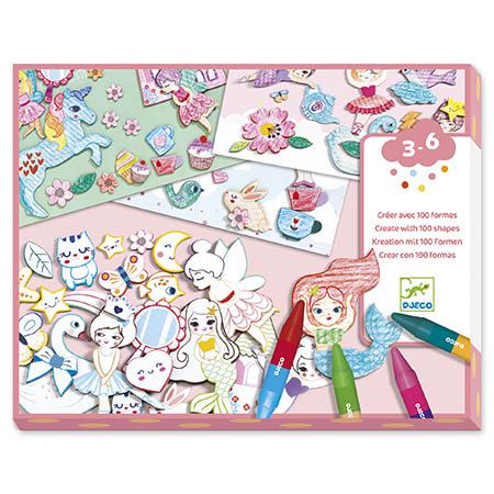 Djeco Actividades colorir e colar - Cria o teu mundo