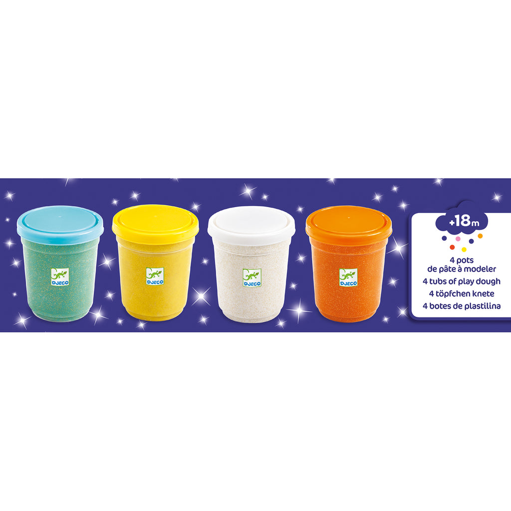 Djeco 4-Pot Glitter Modeling Dough Set