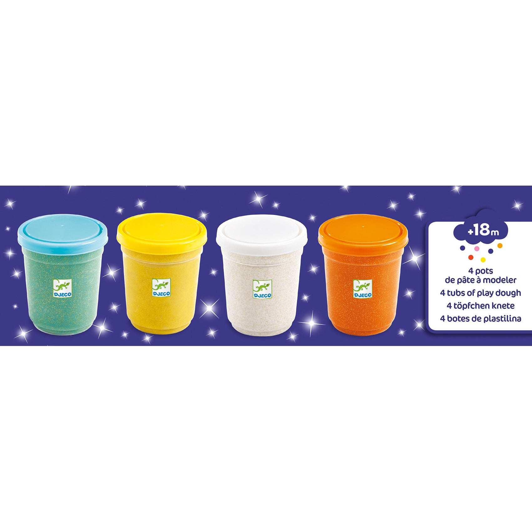 Djeco 4-Pot Glitter Modeling Dough Set