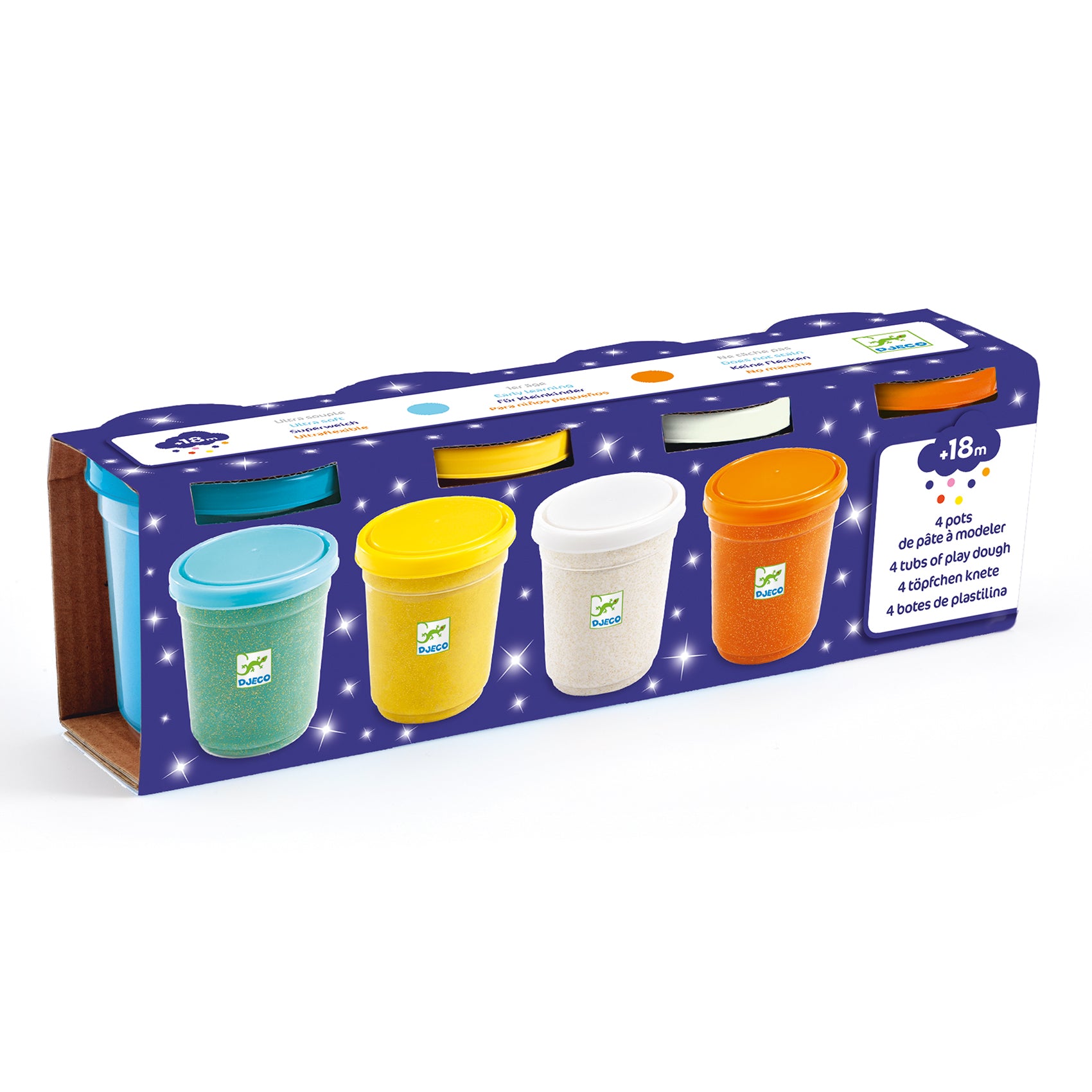 Djeco Conjunto 4 potes plasticina Glitter