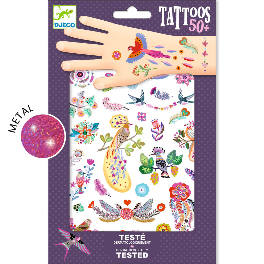 Djeco 50 tatuagens passaros brilhantes
