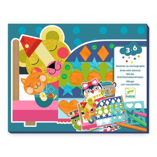 Djeco Stencil Coloring Activity Box - Fun Patterns