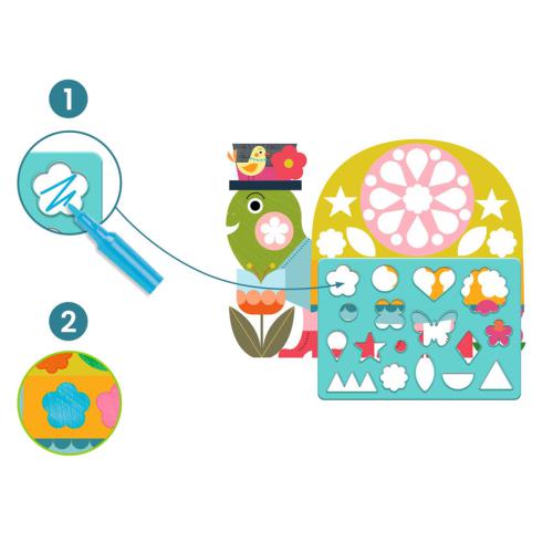Djeco Stencil Coloring Activity Box - Fun Patterns
