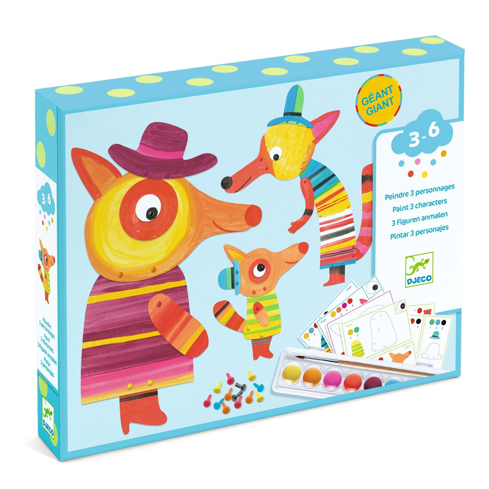 Djeco Actividades colorir a familia da raposa