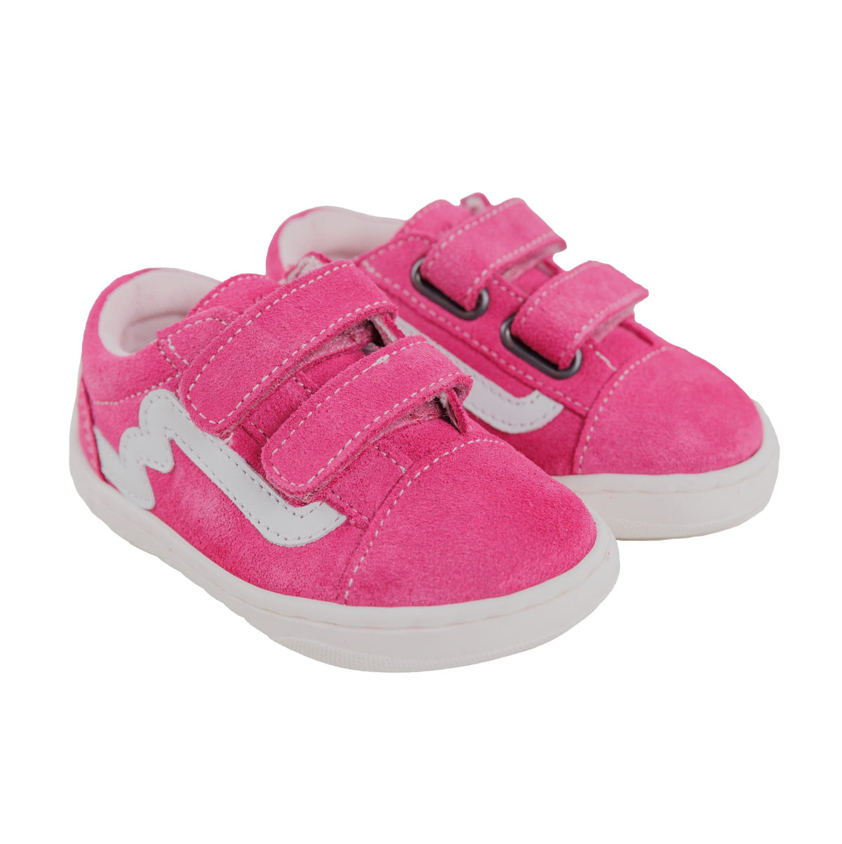 Sapatilhas Bunny Barefoot Zebra Rosa com duplo velcro, vista lateral do outro lado.