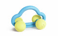 Carrinho chocalho Hape Rattle and Roll em material de arroz, leve e de toque suave para bebés