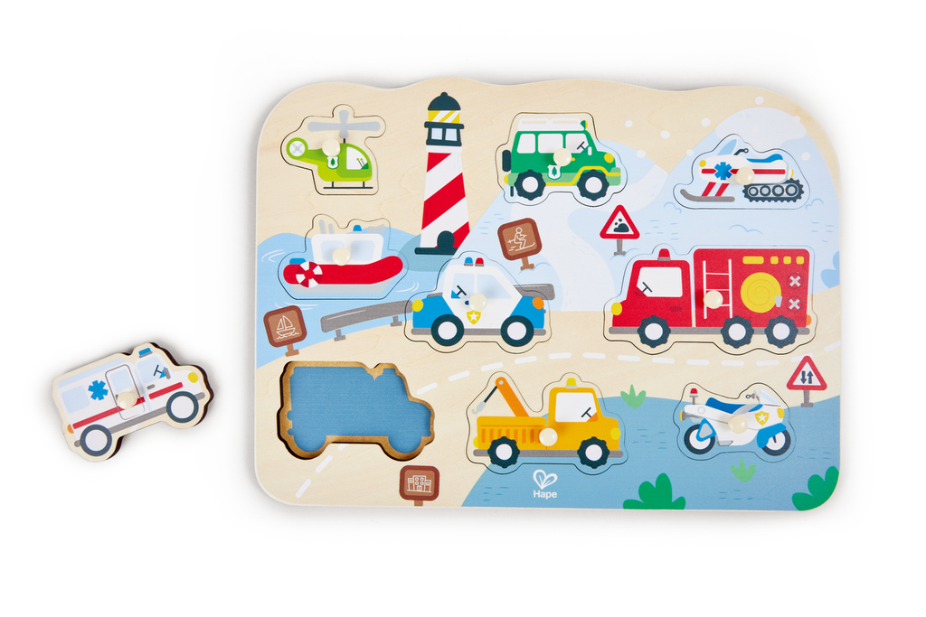 Hape Puzzle de encaixe Veículos de Emergência