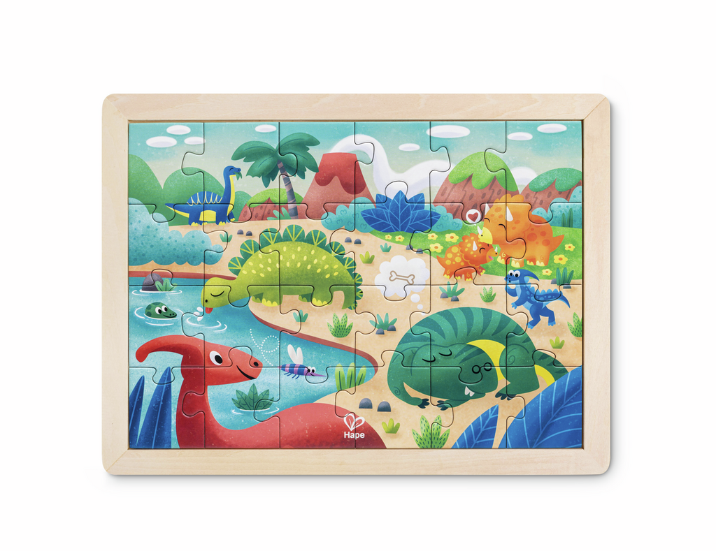 Hape Puzzle de madeira Dinossauros 2 em 1