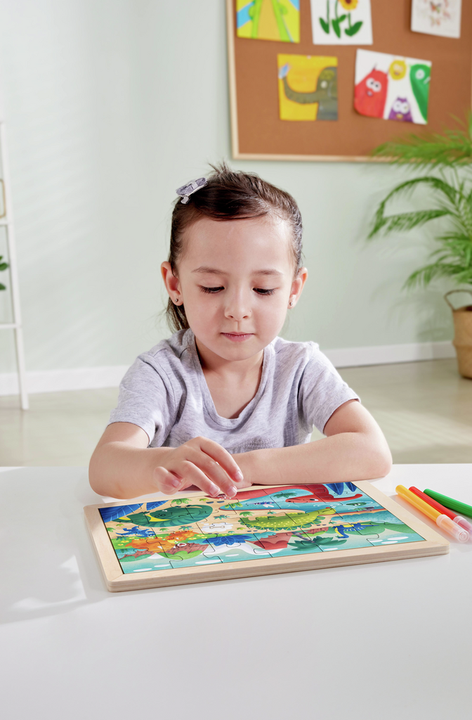 Hape Puzzle de madeira Dinossauros 2 em 1