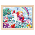 Hape Puzzle de madeira Unicórnio 2 em 1 colorido e montado, com princesa, unicórnio e arco-íris, numa moldura.