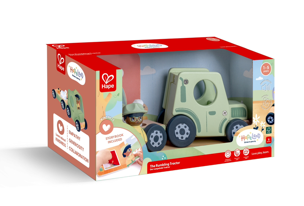 Hape Trator Barulhento e livro