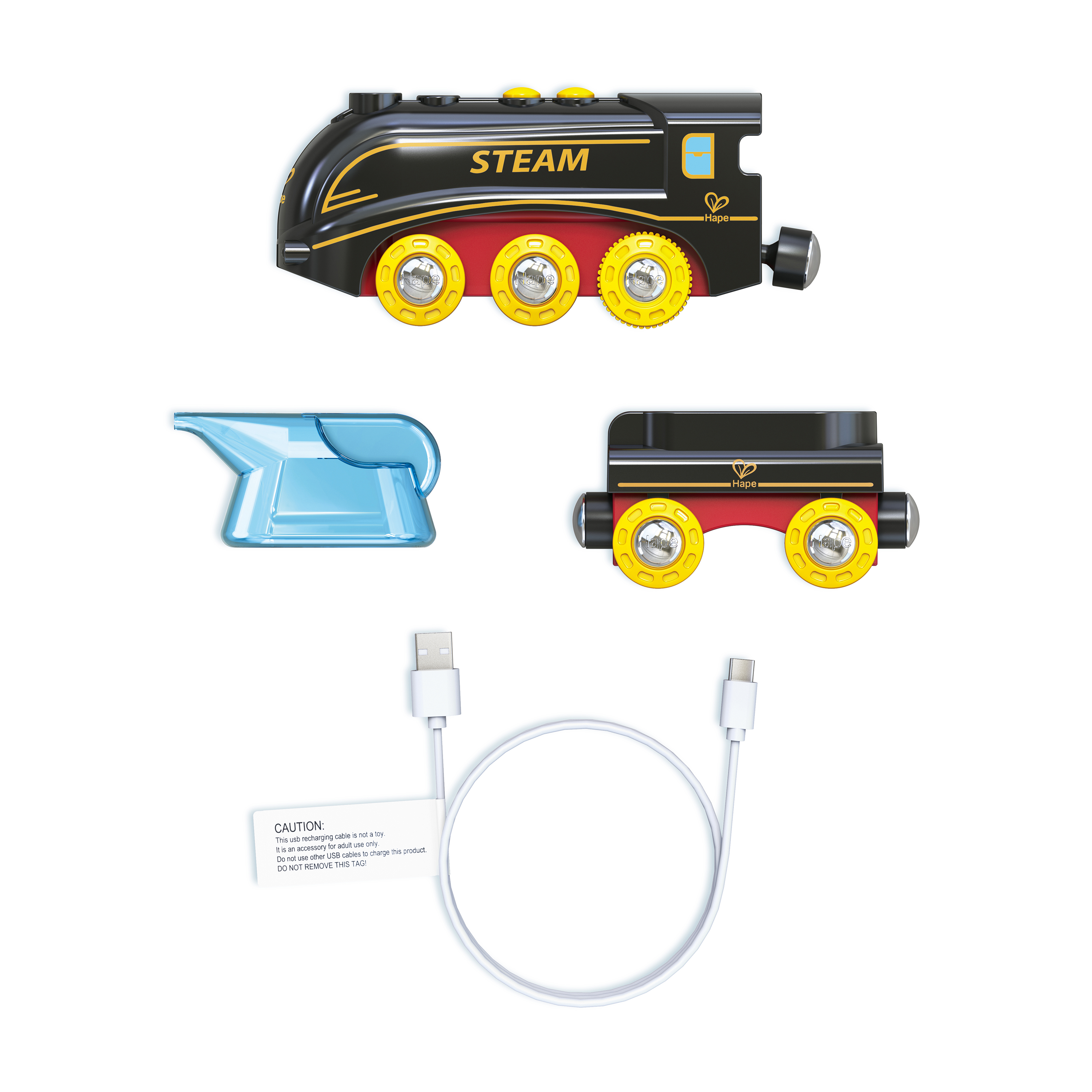 Hape Comboio de carrinhos magnético - A vapor com som