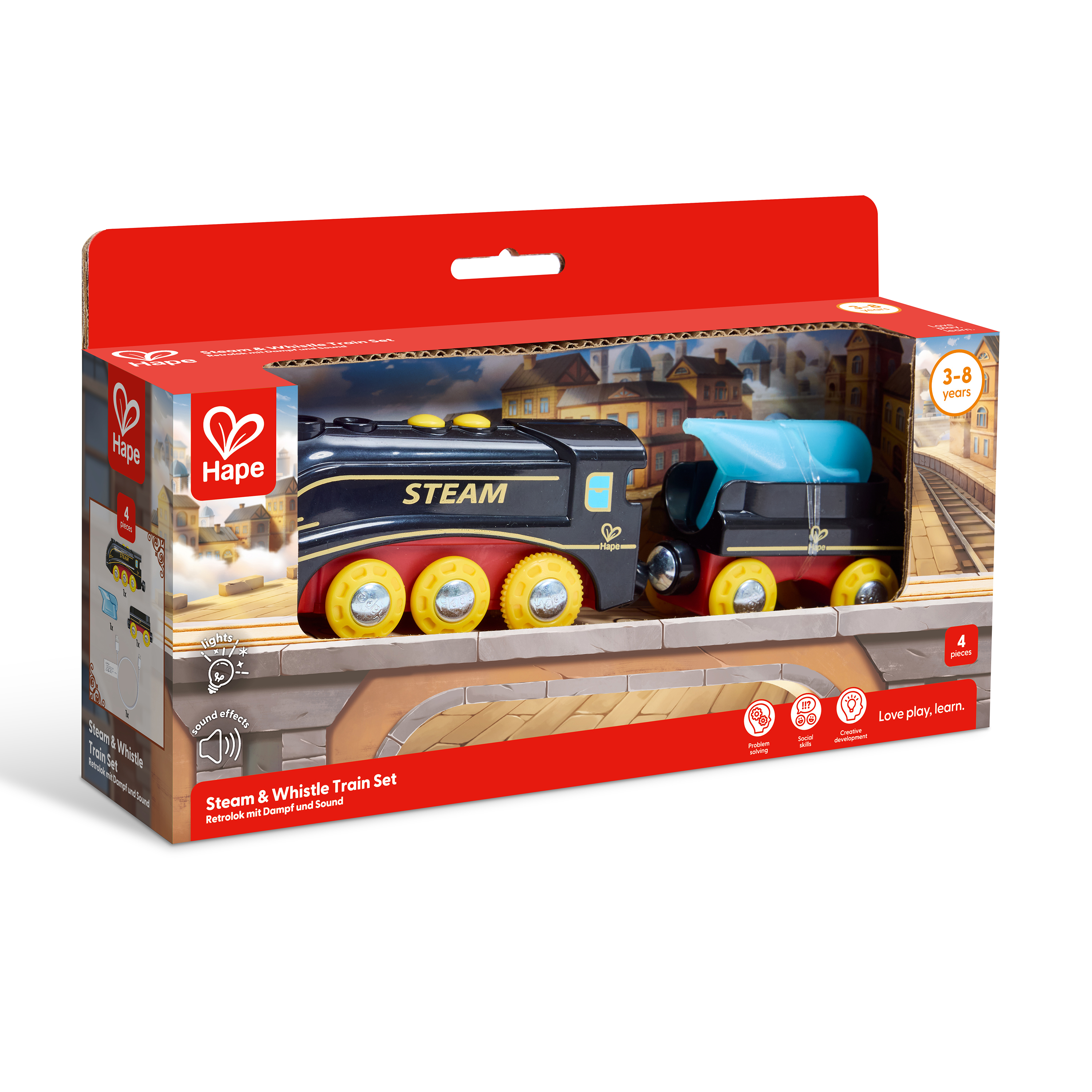 Hape Comboio de carrinhos magnético - A vapor com som