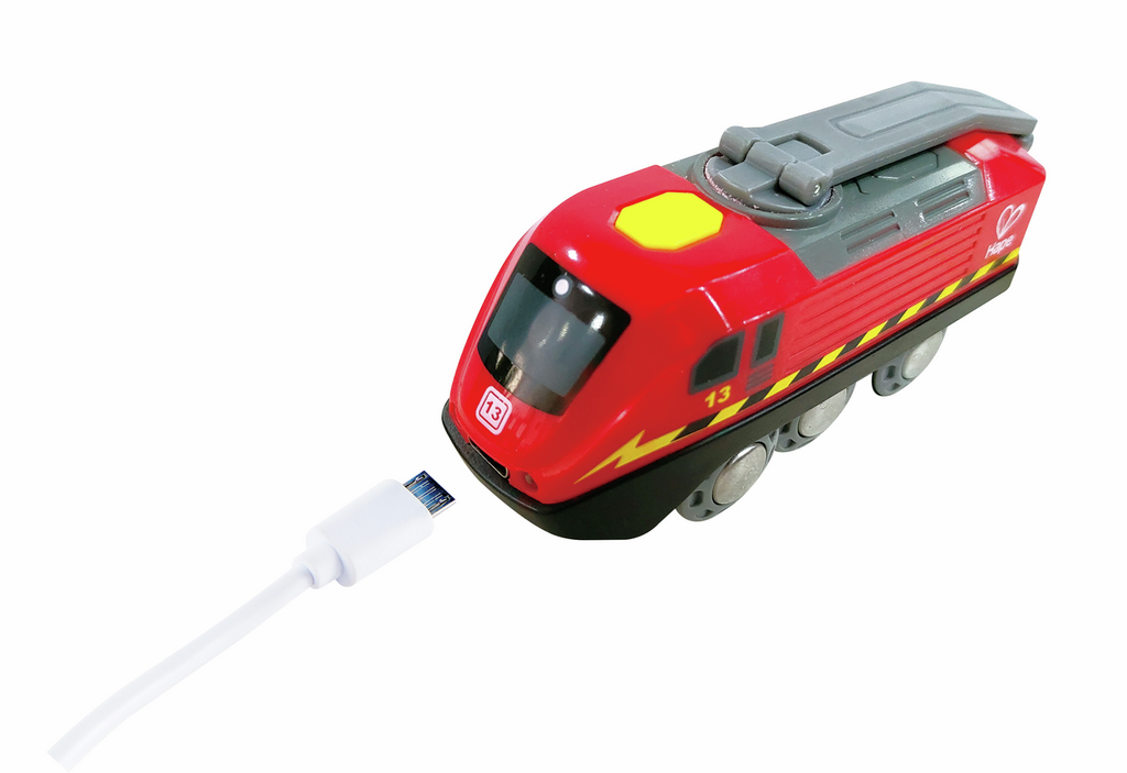 Hape Comboio de carrinhos magnético - Locomotora à manivela