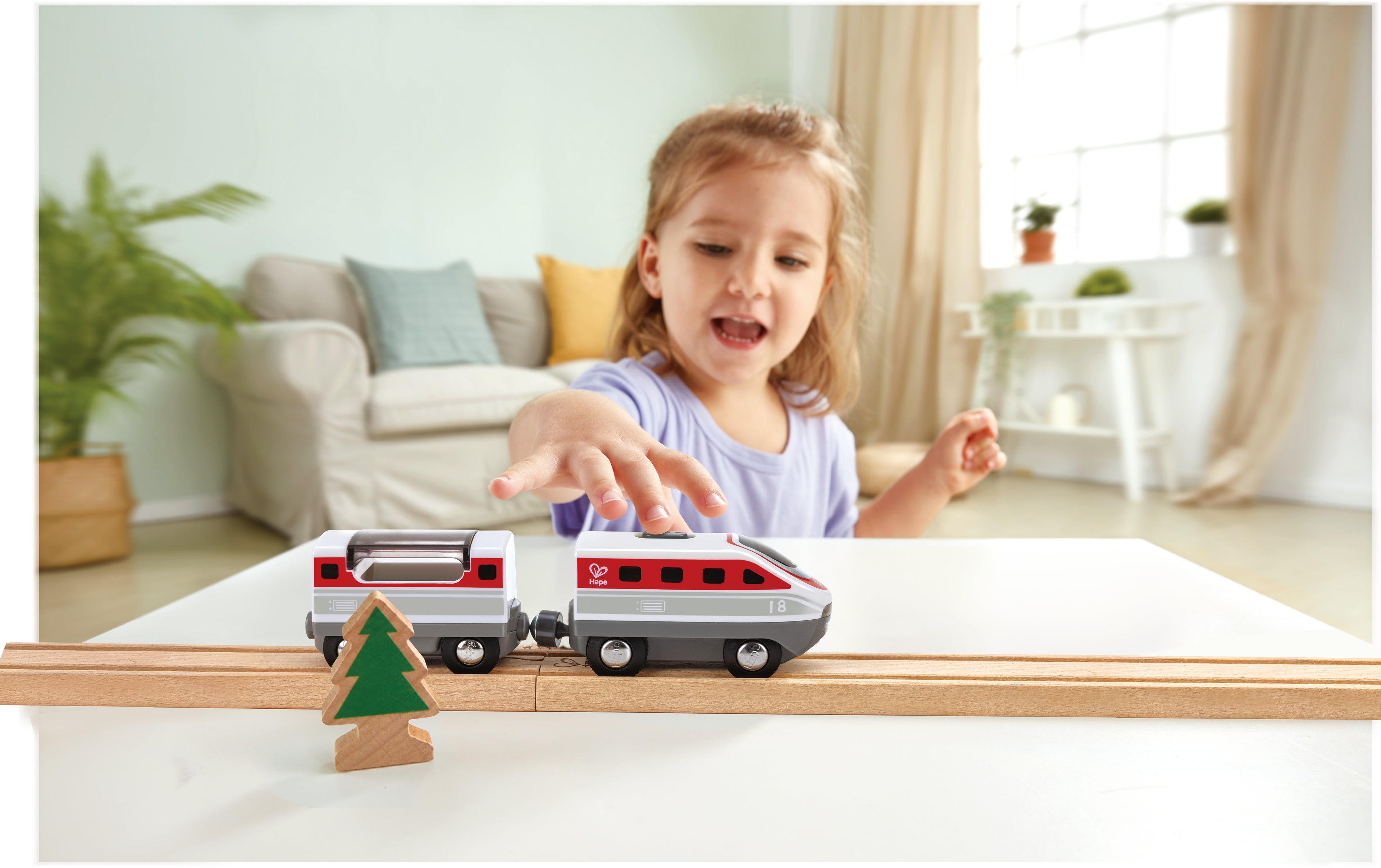 Hape Comboio de carrinhos magnético - Comboio intercidades com luz