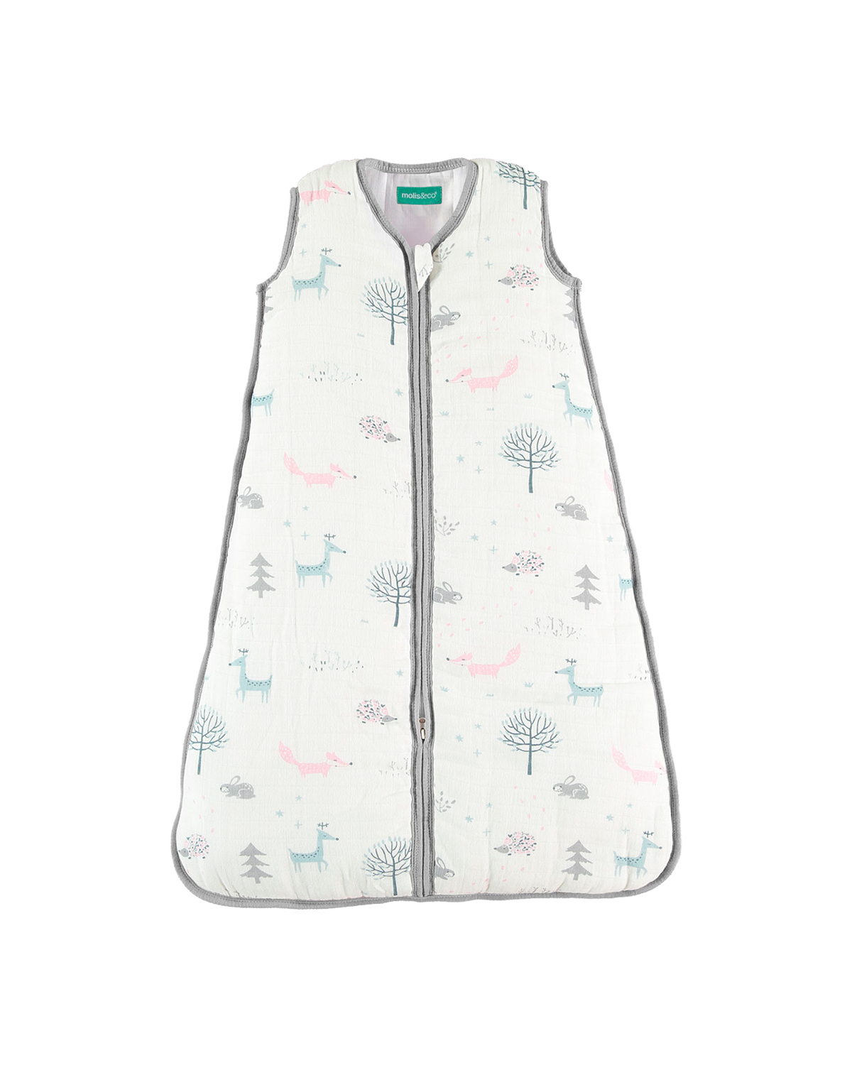 MolisandCo saco de dormir sem pés TOG 2.5 Cotton muslin - Forest
