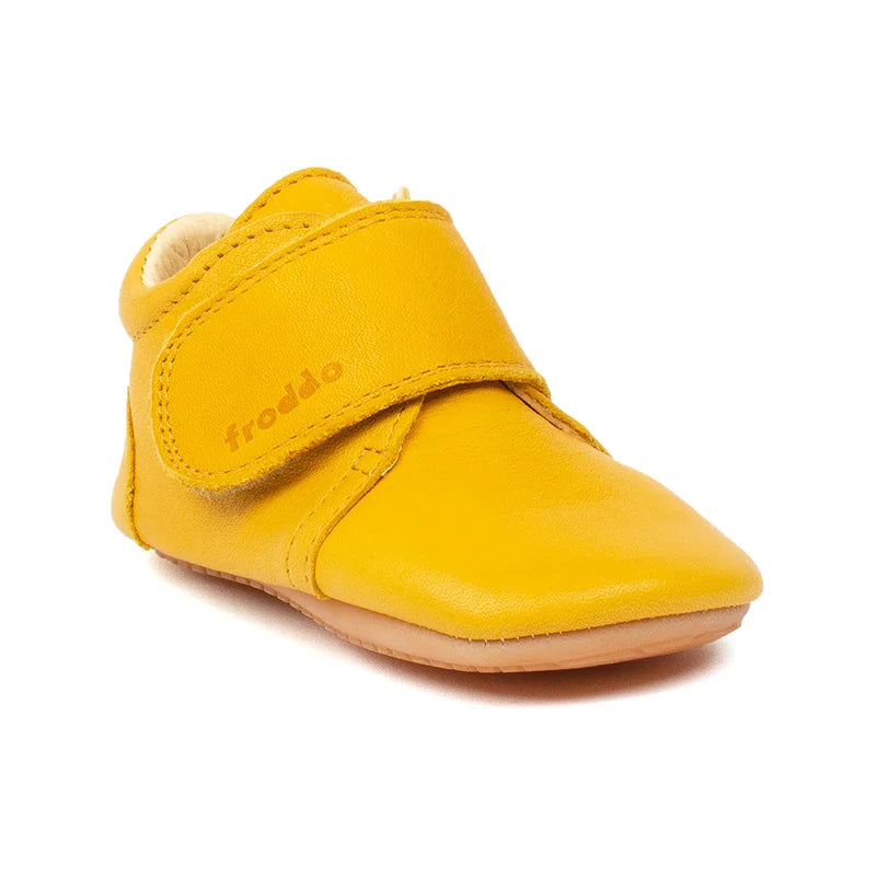 calçado respeitador barefoot, froddo wooly, amarelo, lado