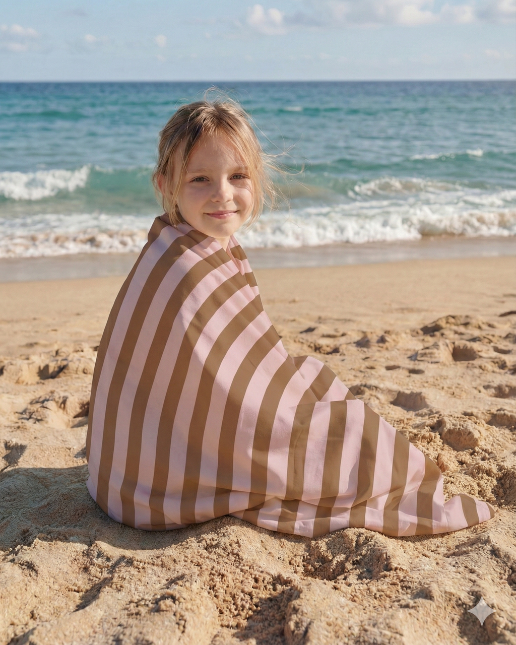 MolisandCo Toalha de microfibra Khaki & Rose Stripes