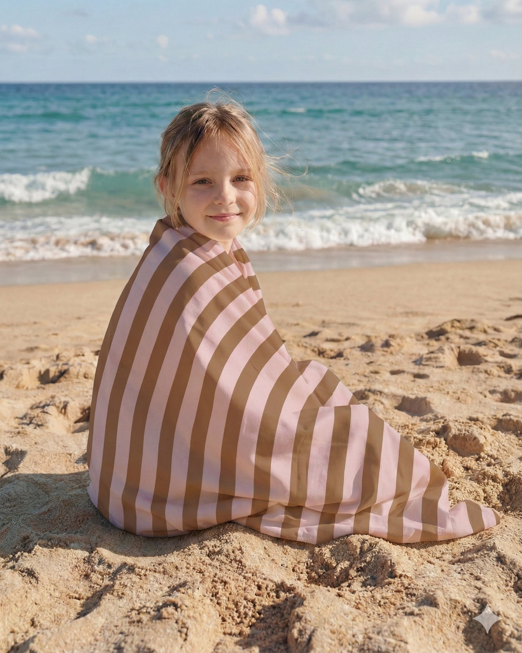 MolisandCo Toalha de microfibra Khaki & Rose Stripes