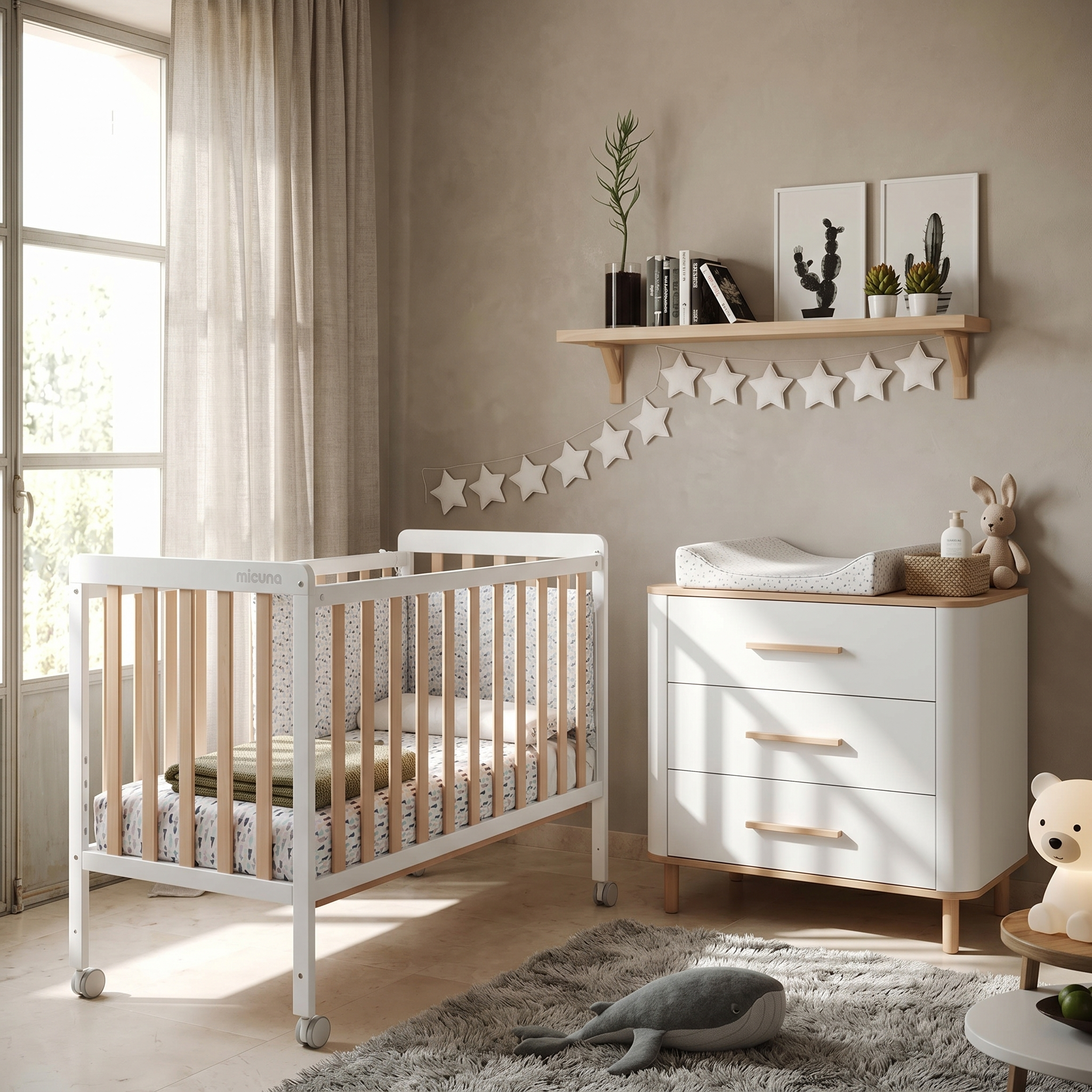 Micuna Trio Nordika (Cuna + Cómoda + Kit Colecho) [Blanco Madera]