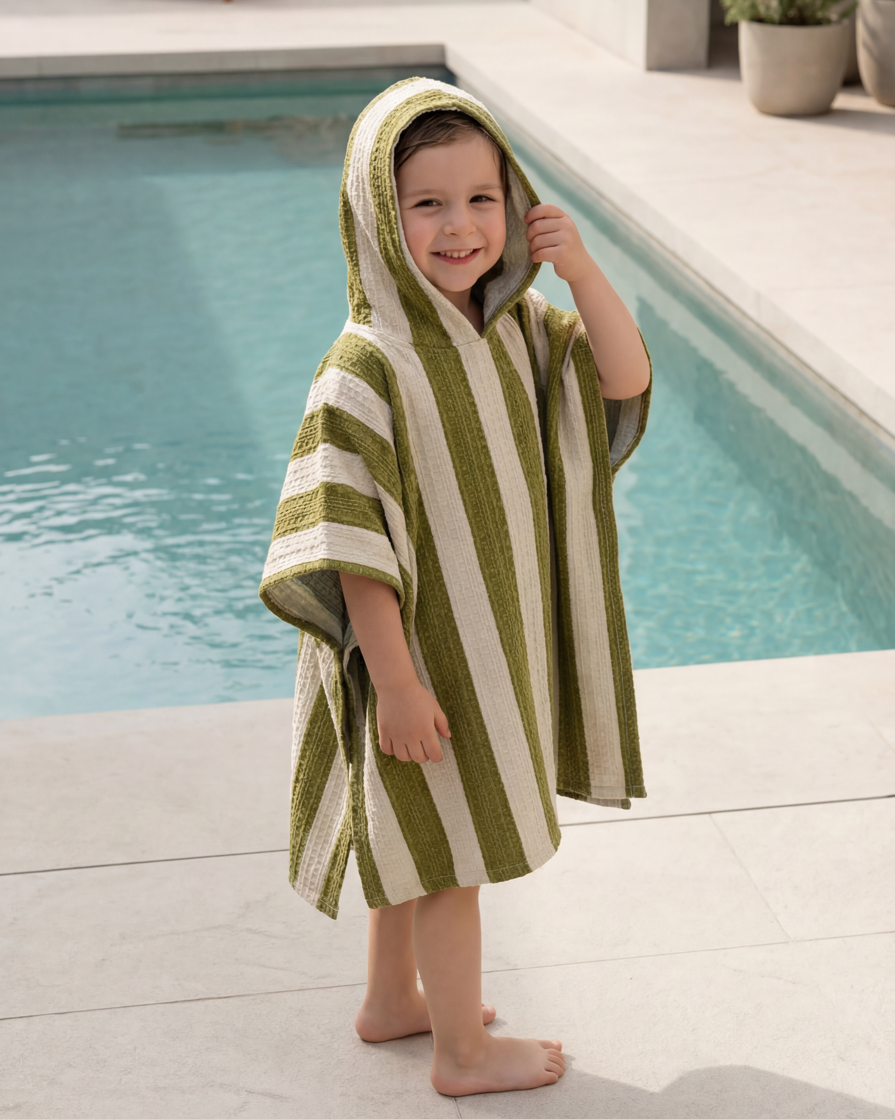MolisandCo Poncho de banho Khaki & Cream Stripes