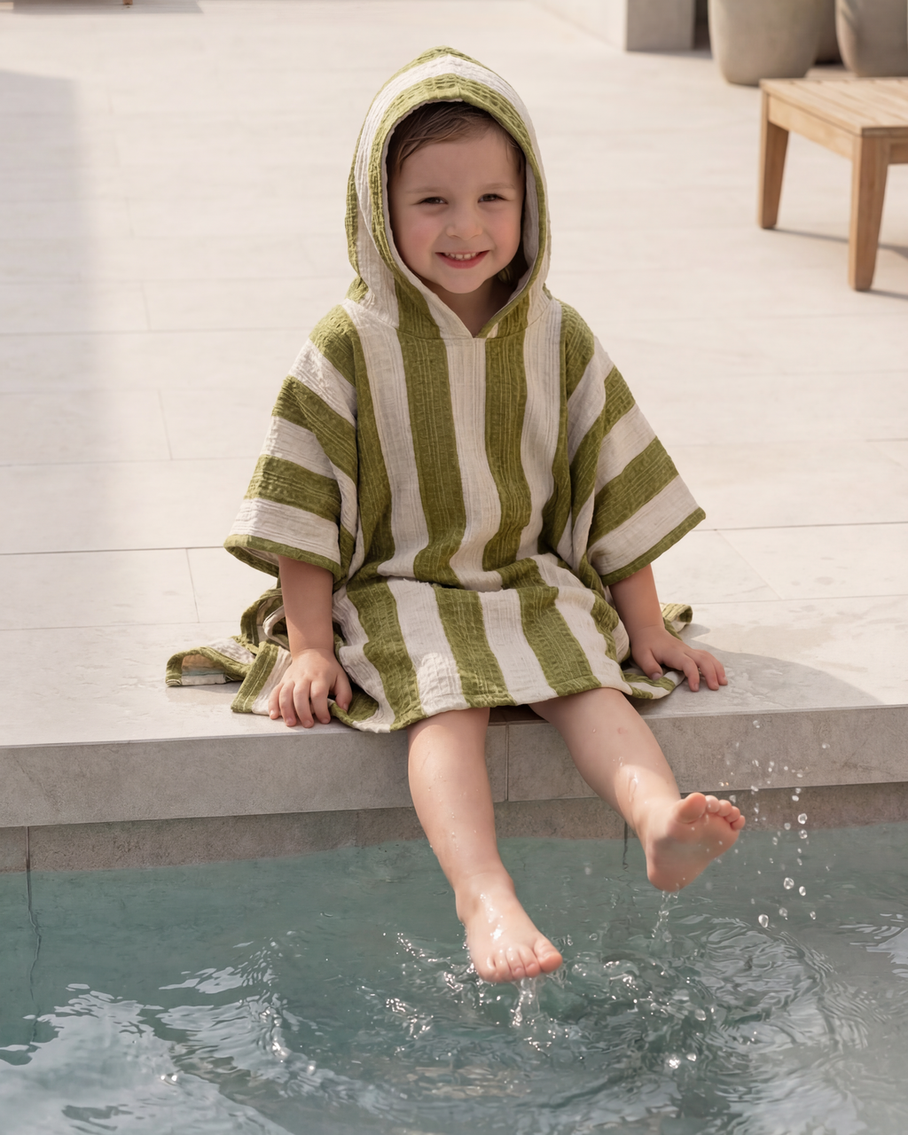 MolisandCo Poncho de banho Khaki & Cream Stripes