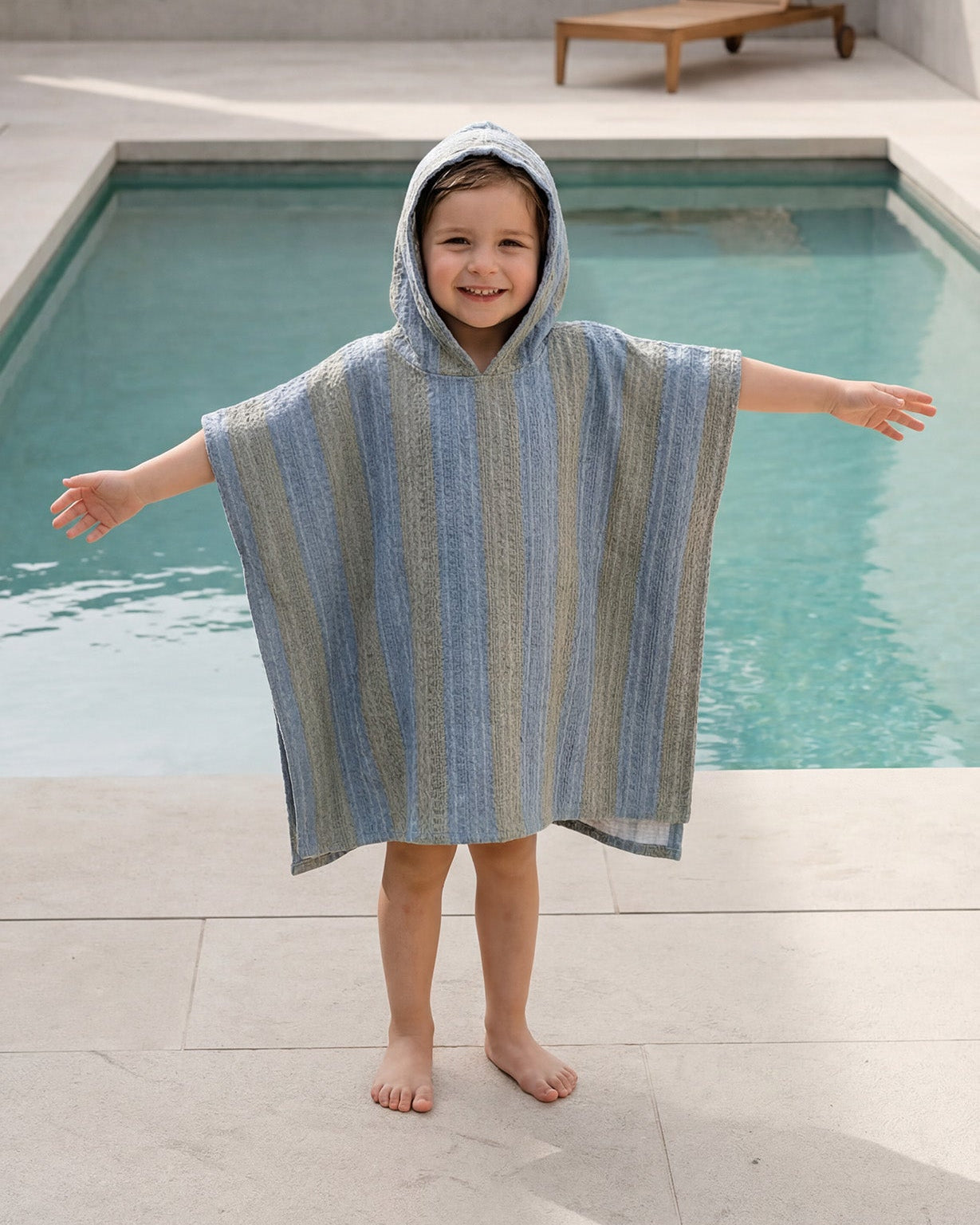 MolisandCo Poncho de banho Khaki & Blue Stripes