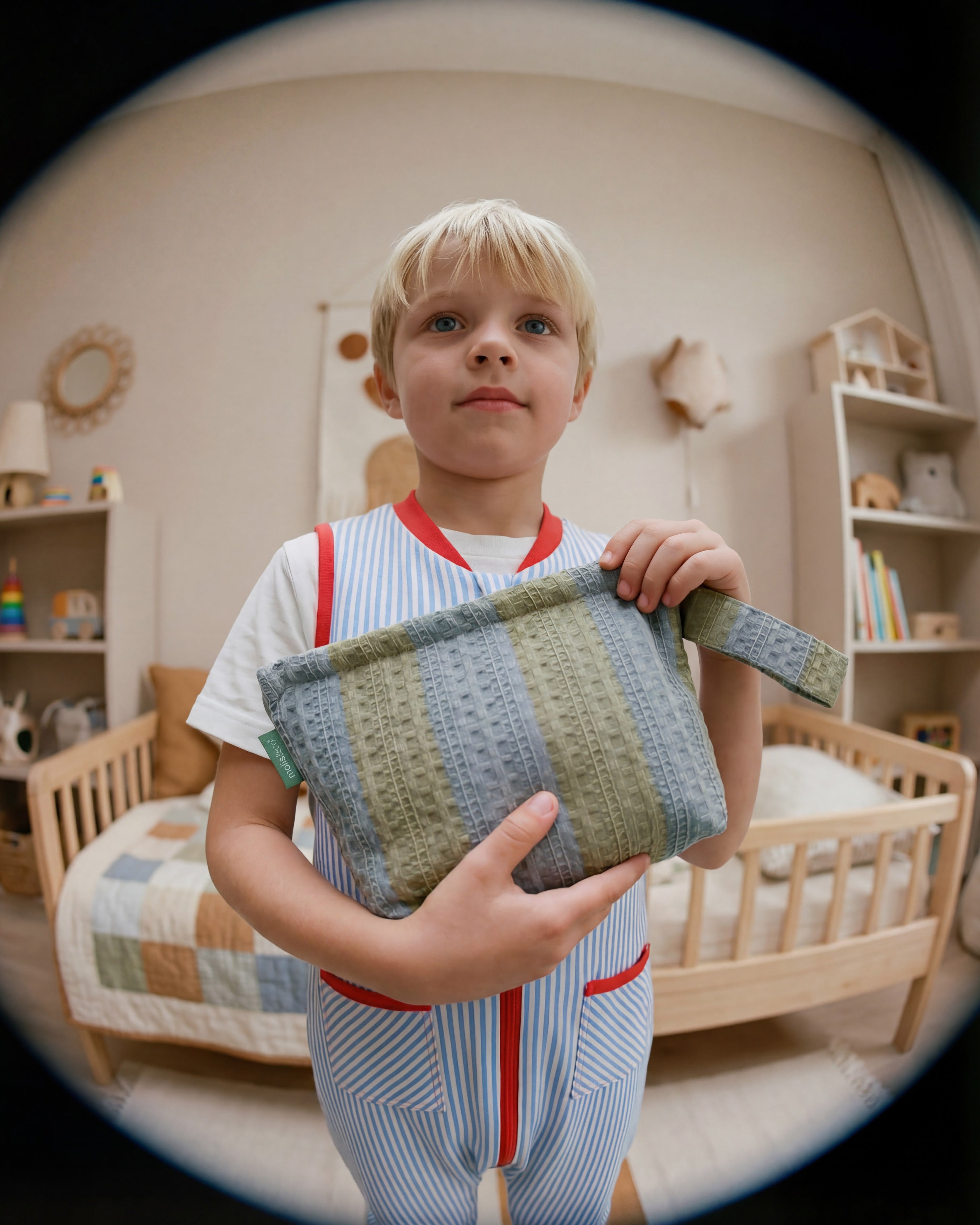 MolisandCo Necessaire Khaki & Blue Stripes