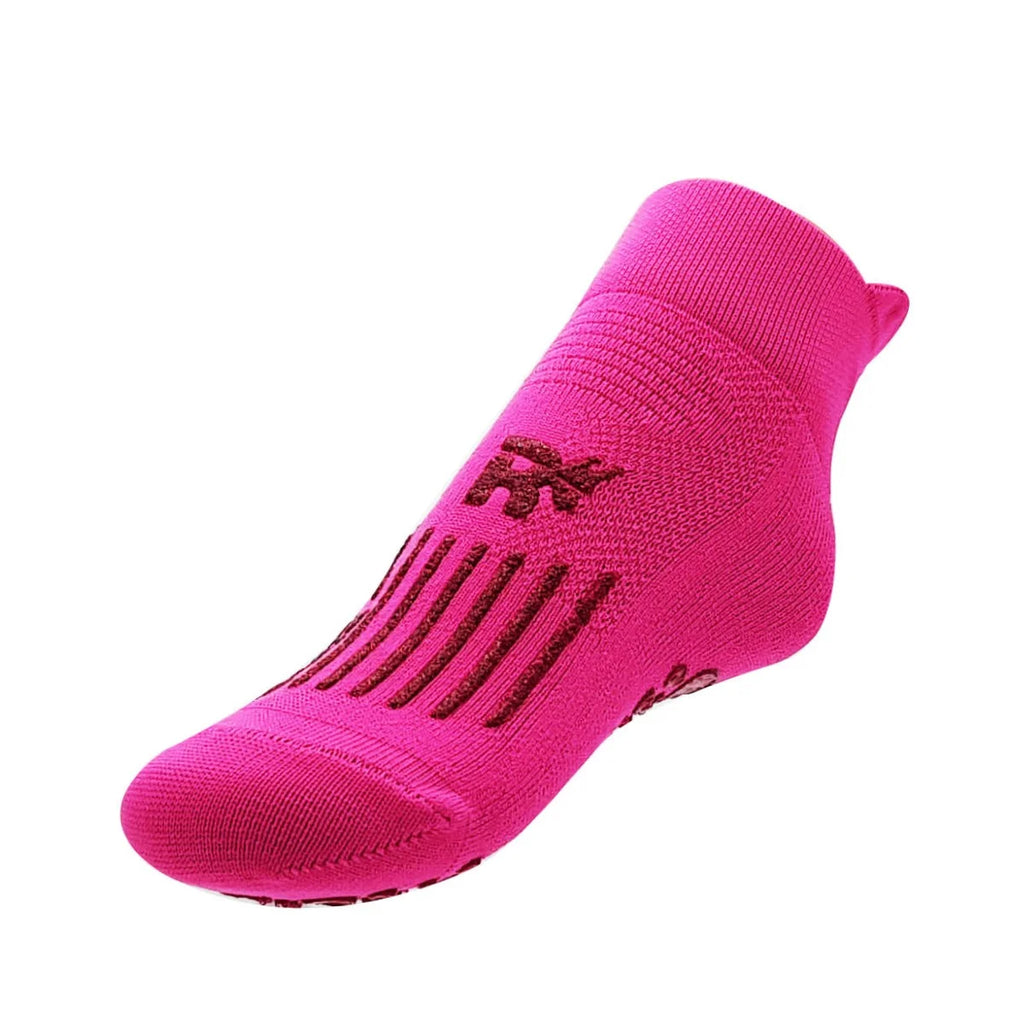 Meia desportiva REVENGE Kids Gym rosa, com tecido respirável e reforçado, projetada para conforto e aderência em atividades físicas infantis.

