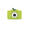 Máquina fotográfica digital Hoppstar Rookie Mr. Smithy em verde, vista frontal com design de maçã sorridente.