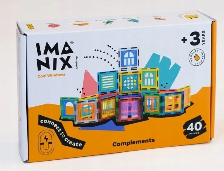 BRAINTOYS IMANIX Jogo blocos Magnético 40 peças Cool Windows