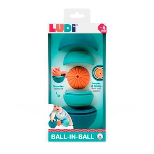 Conjunto de três bolas sensoriais Ludi em silicone colorido para encaixar e empilhar