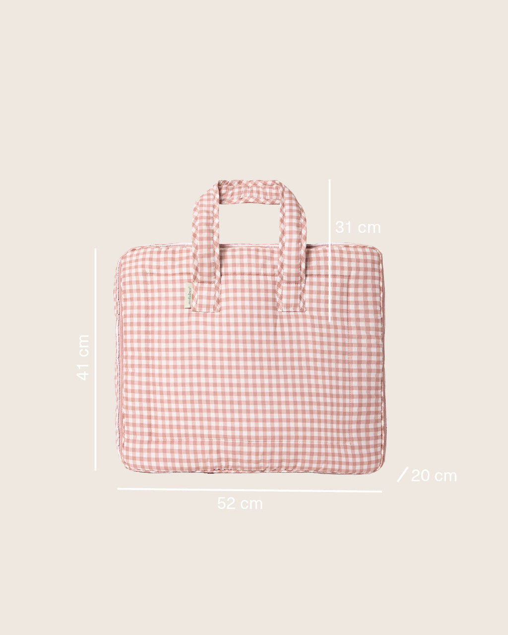 Mala de viagem infantil MolisandCo Dusty Rose em algodão macio e resistente, com fecho de correr e duas asas curtas