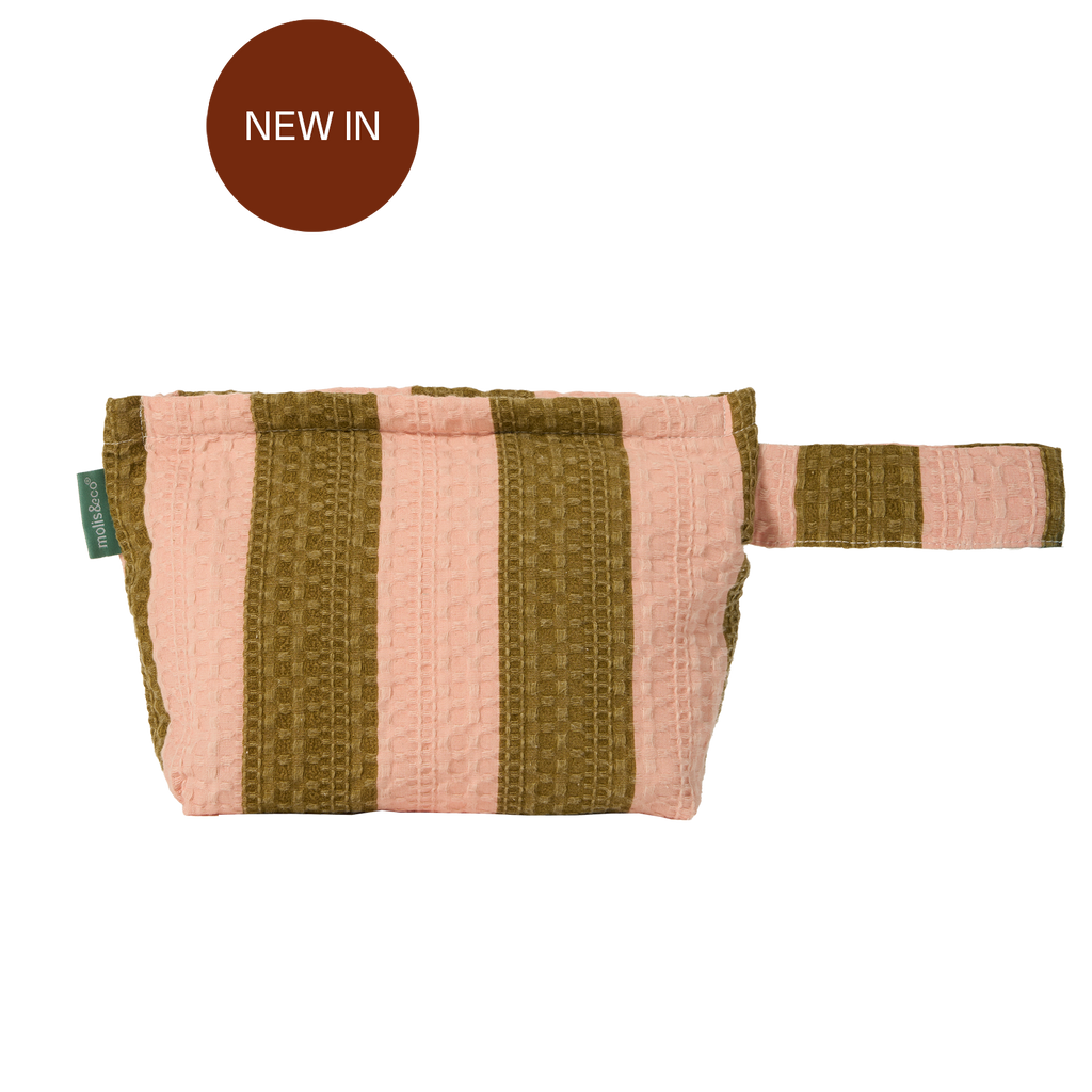 MolisandCo Necessaire Khaki & Rose Stripes